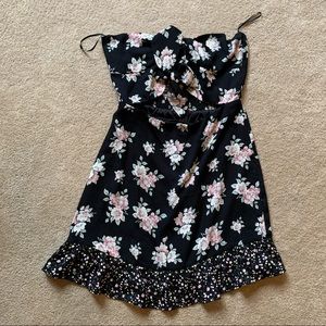 LULUS DOUBLE TIE FRONT STRAPLESS DRESS